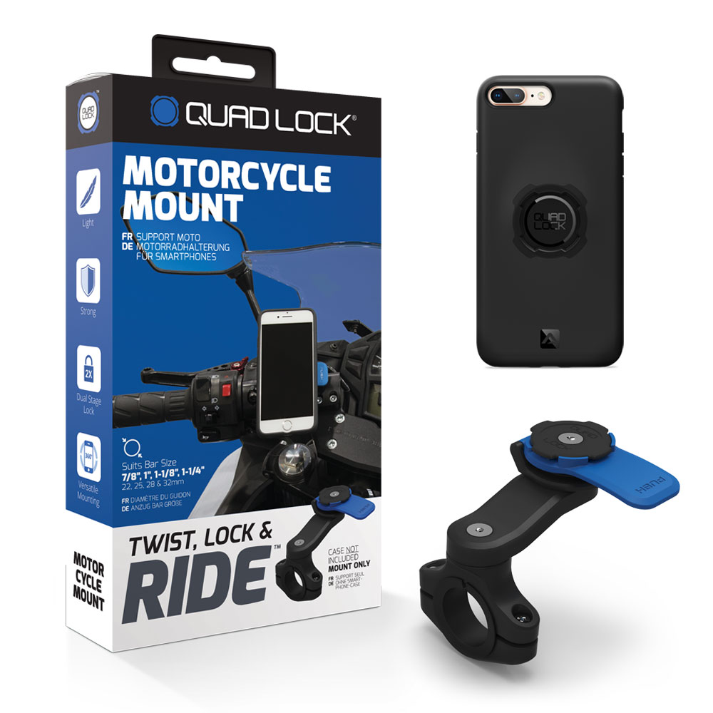 Support téléphone Moto sur Guidon Quad Lock